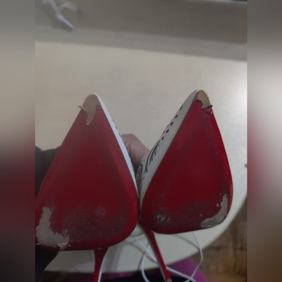 Christian Louboutin Sylvieta Lasercut White Lace-Up Heels US6.5 37 - Picture 7 of 12